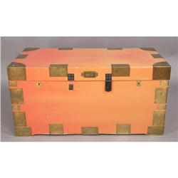 CAMPAIGN STYLE LARGE TRAVELING CHEST BRASS CORNER