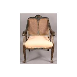 ANTIQUE ARMCHAIR CANED EXOTIC CHINOISERIE