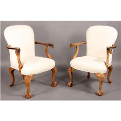 PR CHIPPENDALE STYLE MAHOGANY ARMCHAIRS