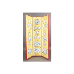 HANDPAINTED 3 PANELED SCREEN BLUE WHITE