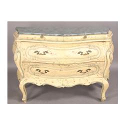 PAINTED ITALIAN BOMBE 4 DRAWER COMMODE CHEST