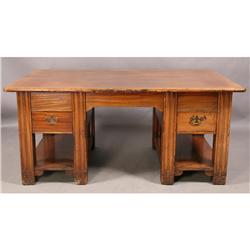 ARTS & CRAFTS ANTIQUE MAHOGANY PARTNER'S DESK