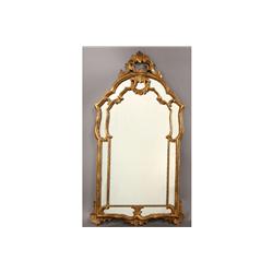 FRENCH CARVED GILTWOOD MIRROR ARCHED TOP
