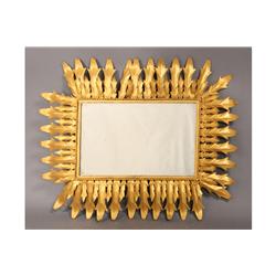GOLD PAINTED WROUGHT IRON MIRROR