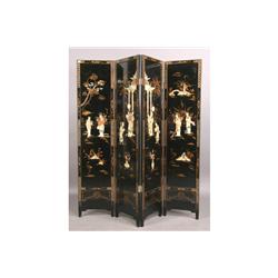 Asian style ebonized and faux coromandel