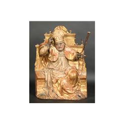 ANTIQUE CARVEED GILT FIGURE POPE RELIGIOUS