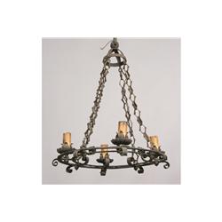 ARTS & CRAFTS WROUGHT IRON CHANDELIER 2 RINGS