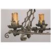 Image 3 : ARTS & CRAFTS WROUGHT IRON CHANDELIER 2 RINGS
