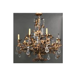 VINTAGE FRENCH WROUGHT IRON CHANDELIER 8 ARMS