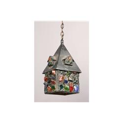 ARTS & CRAFTS HANGING LANTERN SLAG GLASS PANELS