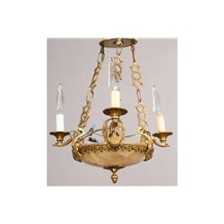 EMPIRE STYLE BRONZE ALABASTER VINTAGE CHANDELIER