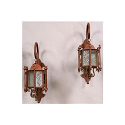PAIR WROUGHT IRON CARRIAGE LANTERNS LIGHTS
