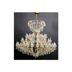 HUGE 16 ARM CHANDELIER CRYSTAL GILT METAL