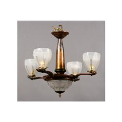 ART DECO STYLE CHANDELIER FOUR ARMS FROSTED GLASS