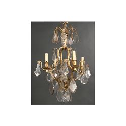 FRENCH BRONZE FACETED DROP CRYSTAL CHANDELIER
