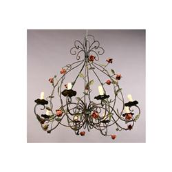 PAIR FRENCH WROUGHT IRON CHANDELIERS 8 ARMS