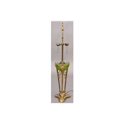 EMPIRE BRONZE MOUNTED RAMS HEAD LAMP GREEN GLASS