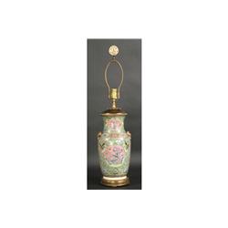 CHINESE PORCELAIN LAMP FLORAL DECORATION