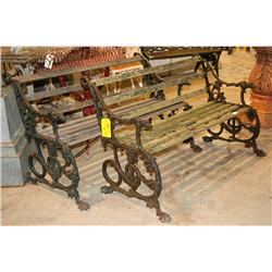 PR ANTIQUE GARDEN CAST IRON WOOD BENCHES