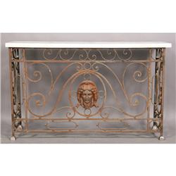 FRENCH WROUGHT IRON CONSOLE MARBLE TOP