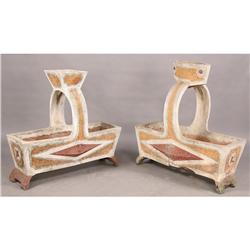 TWO SIMILAR CAST STONE GARDEN PLANTERS TEXTURED