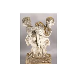 VICENZA STONE CARVED GARDEN STATUE 2 PUTTI