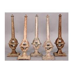 GROUP 5 ANTIQUE CAST IRON GARDEN FINIALS