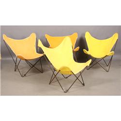 SET KNOLL VINTAGE IRON BUTTERFLY CHAIRS CANVAS