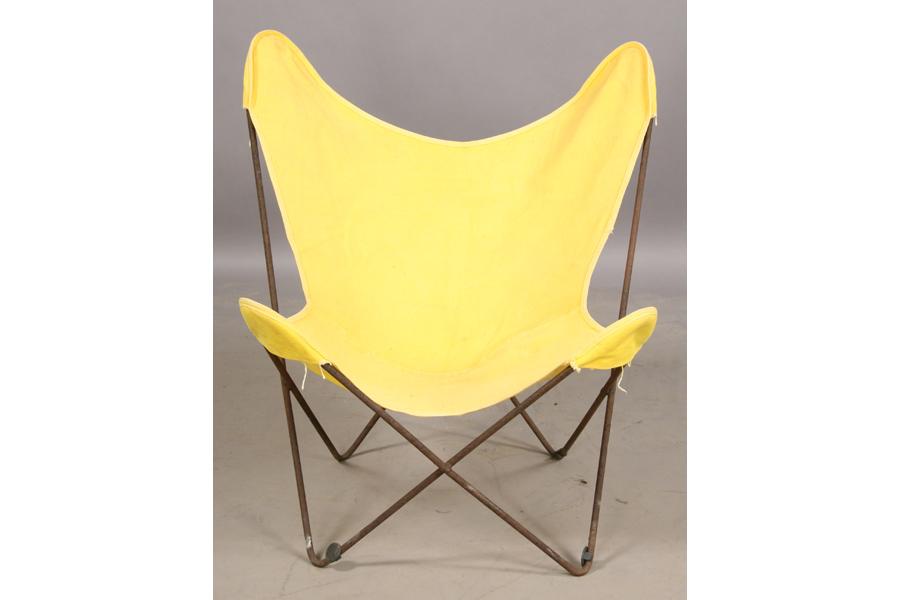 SET KNOLL VINTAGE IRON BUTTERFLY CHAIRS CANVAS