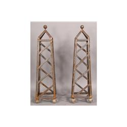 PAIR WROUGHT IRON OBELISKS