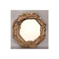 Octangular natural root wood mirror.
