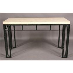 TRAVERTINE TOP CONSOLE STEEL BASE MODERN