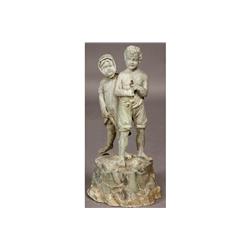 ANTIQUE LABELED FISKE ZINC FIGURAL FOUNTAIN