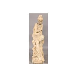 CAST STONE GARDEN FIGURE SEATED WOMAN