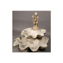 CAST STONE GARDEN FOUNTAIN 3 TIERS CLAMSHELL