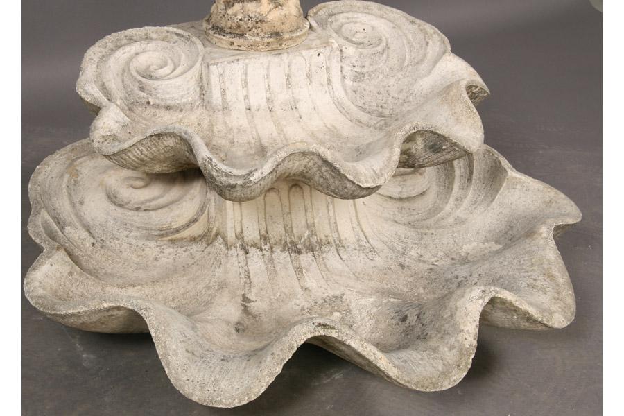 CAST STONE GARDEN FOUNTAIN 3 TIERS CLAMSHELL