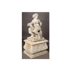 LARGE CAST STONE GARDEN STATUE FRENCH GIRL