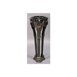 CAST IRON MARBLE STANDING PLANTER WINGED GRIFFINS