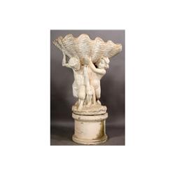 ANTIQUE ITALIAN CARVED MARBLE FOUNTAIN BASIN