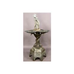 ANTIQUE CAST ZINC GARDEN FOUNTAIN FIGURAL TOP