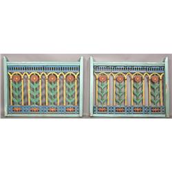 PAIR CAST IRON BALCONIES MULTI-COLORED PAINT