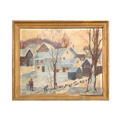 JOSEPH TOLFORD AMERICAN WINTER SCENE LISTED OIL
