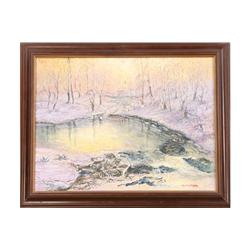 PAUL BATTAVLO SPRING OIL LISTED ARTIST PAINTING