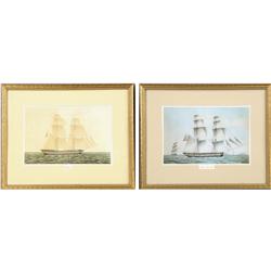PR COLORED LITHOGRAPH PRINTS SAILBOATS