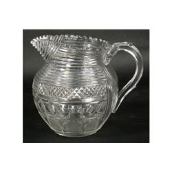 CUT GLASS PITCHER ORNATE MONOGRAM