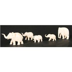 LOT 5 PIECES CARVED ASIAN IVORY