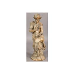 ANTIQUE CONTINENTAL CARVED WOOD FIGURE PAN