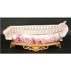 ANTIQUE FRENCH GIEN STYLE HANDPAINTED BOWL