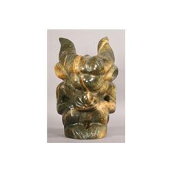CARVED GREEN STONE GARGOYLE