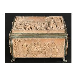 VINTAGE RESIN BRASS JEWELRY DUTCH STYLE BOX